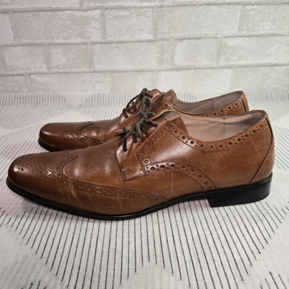 Stacy Adams Men's Size 13M Leather Wingtip Dress Shoes Brown 24738-221